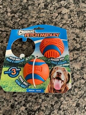 Fetch Medley 3-Pack Dog Balls — Orange & Blue